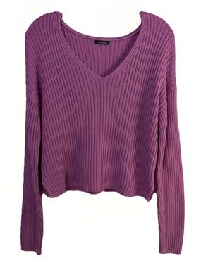 Women Lavender V-Neck Sweater Wild Fable Ribbed Knit Timeless Good Used Conditio